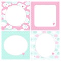 Set of cute cards, letters, blanks, pages for notes in childish style in unicorn theme.